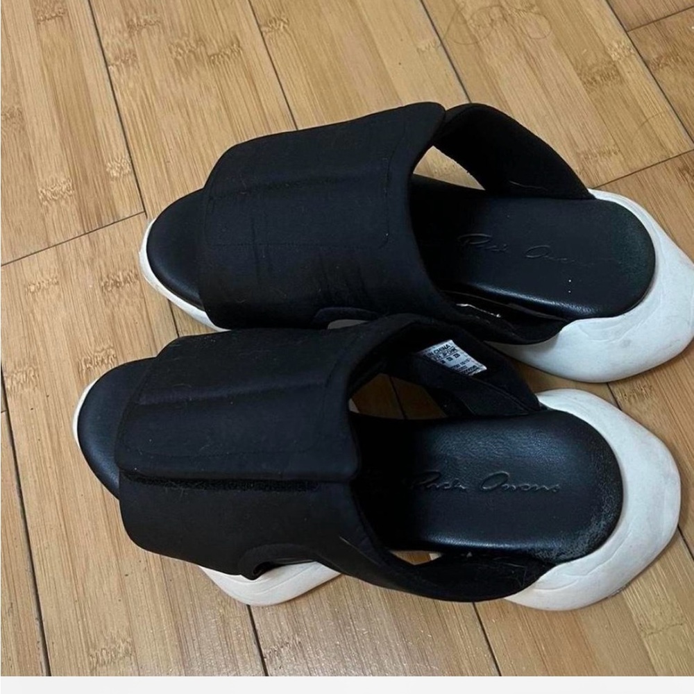 Rick Owens Black and White Sandals with Sculptural Sole